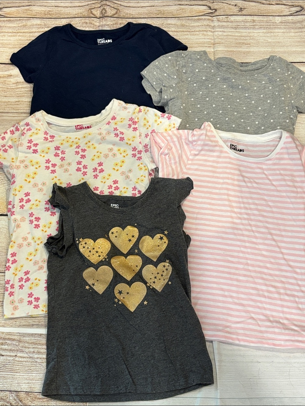 Epic Threads Girls' Short Sleeve Tees in Black, Gray, Pink, White, Floral
